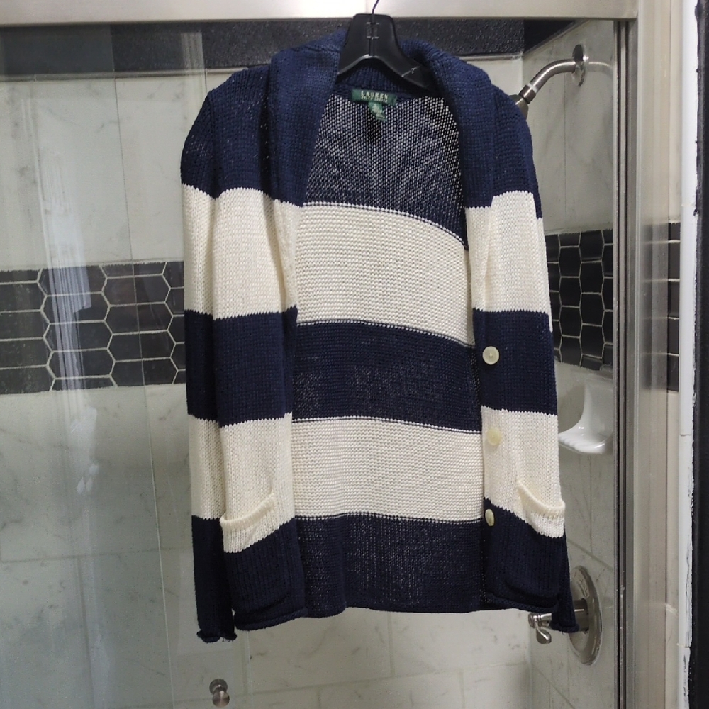 Striped Navy and White Women's Sweater